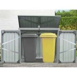 Cache-poubelle Double En Acier Pour Conteneurs 240L – Westmann -Boutique De Jardin cache poubelle double en acier pour conteneurs 240l westmann 2
