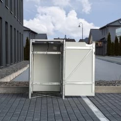 Cache-poubelle Müllbox En Aluminium Gris 140L – HIDE -Boutique De Jardin cache poubelle mullbox en aluminium gris 140l hide 3