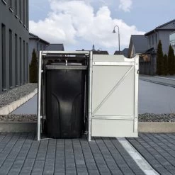 Cache-poubelle Müllbox En Aluminium Gris 240L – HIDE -Boutique De Jardin cache poubelle mullbox en aluminium gris 240l hide 4