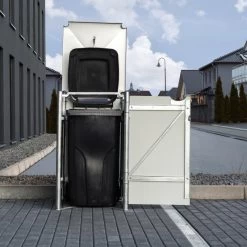 Cache-poubelle Müllbox En Aluminium Gris 240L – HIDE -Boutique De Jardin cache poubelle mullbox en aluminium gris 240l hide 5