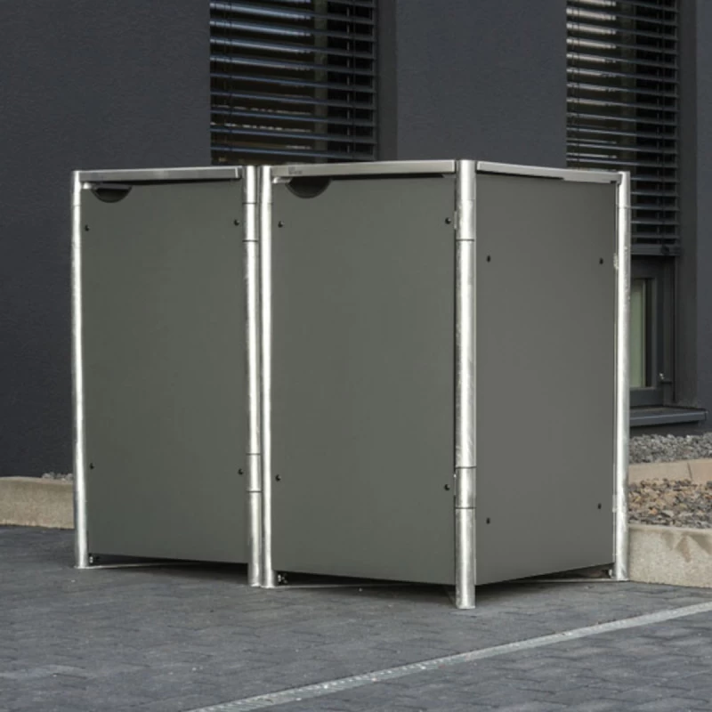 Cache-poubelle 2 Compartiments Müllbox En Aluminium Gris 2x140L – HIDE 6 Cache-poubelle 2 Compartiments Müllbox En Aluminium Gris 2x140L – HIDE – Image 4