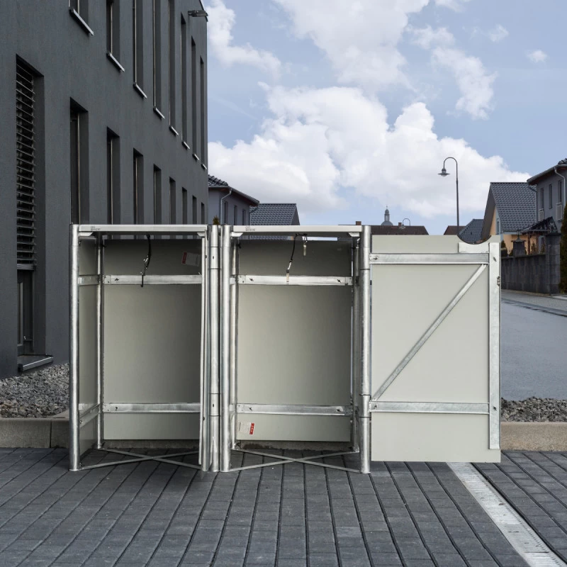 Cache-poubelle 2 Compartiments Müllbox En Aluminium Gris 2x140L – HIDE 8 Cache-poubelle 2 Compartiments Müllbox En Aluminium Gris 2x140L – HIDE – Image 6