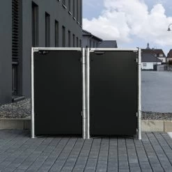 Cache-poubelle 2 Compartiments Müllbox En Aluminium Noir 2x140L – HIDE -Boutique De Jardin cache poubelle mullbox en aluminium noir 2x140l hide 2