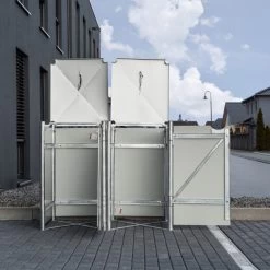 Cache-poubelle 2 Compartiments Müllbox En Aluminium Noir 2x140L – HIDE -Boutique De Jardin cache poubelle mullbox en aluminium noir 2x140l hide 4