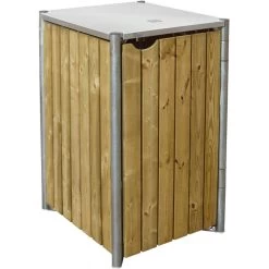 Cache-poubelle Müllbox En Bois Traité Naturel 140L – HIDE -Boutique De Jardin cache poubelle mullbox en bois traite 2x140l hide 1