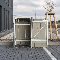 Cache-poubelle Müllbox En Bois Traité Gris 240L – HIDE -Boutique De Jardin cache poubelle mullbox en bois traite gris 240l hide 4