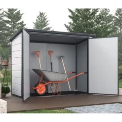 Coffre De Jardin En Résine - Cache Poubelles Gris Clair 1,79m² JOBU