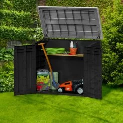 Coffre De Jardin Multifonctions En Résine 1200L Toit Plat Noir - Keter -Boutique De Jardin coffre de jardin multifonctions en resine 1200l toit plat keter 2