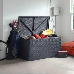 Coffre De Rangement En Métal 509L Anthracite 0,9m² Shelter Logic -Boutique De Jardin coffre de rangement en metal 509l anthracite 09m shelter logic 5