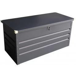 Coffre De Rangement En Métal Anthracite 400L Avec Plancher X-METAL -Boutique De Jardin coffre de rangement en metal anthracite 430l avec plancher x metal 2