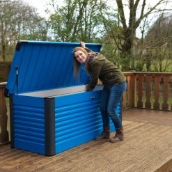 Coffre De Rangement En Métal Bleu 1000L Patio Box 1,46m² TRIMETALS