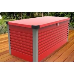 Coffre De Rangement En Métal Rouge 750L Patio Box 1,06m² TRIMETALS -Boutique De Jardin coffre de rangement en metal rouge 750l patio box 106m trimetals 5
