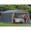 Garage Démontable 18,13m² En Acier Et Polyéthylène Gris – Shelter Logic -Boutique De Jardin garage 1813m demontable en acier et polyethylene gris shelter logic