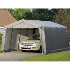Garage Démontable 18,13m² En Acier Et Polyéthylène Gris – Shelter Logic -Boutique De Jardin garage 1813m demontable en acier et polyethylene gris shelter logic 3