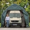 Garage Haut Démontable 23,8m² En Acier Et Polyéthylène Vert – Shelter Logic -Boutique De Jardin garage haut demontable 238m en acier et polyethylene vert shelter logic