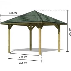 Boutique De Jardin -Boutique De Jardin kiosque carre en bois autoclave bergen 1 338x338m avec shingles karibu 1