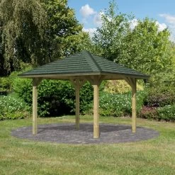Kiosque Carré En Bois Autoclave Bergen 1 – 3,38x3,38m – Avec Shingles – Karibu