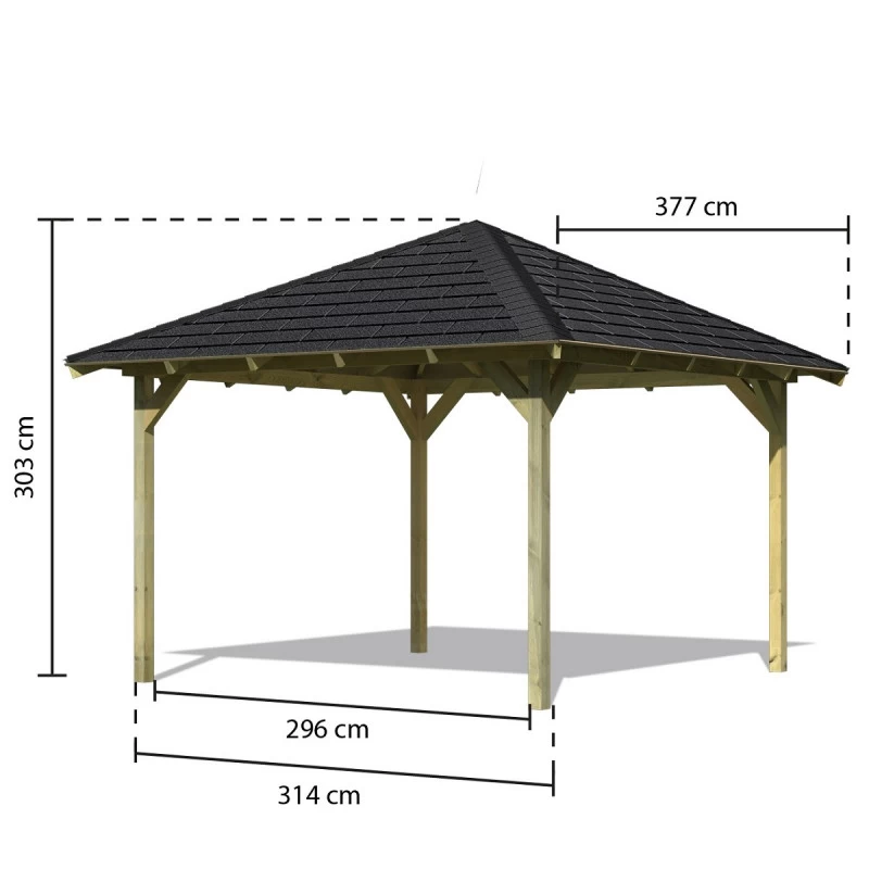 Kiosque De Jardin Carré Granada – 3,77x3,77m – Avec Shingles – Karibu 4 Kiosque De Jardin Carré Granada – 3,77x3,77m – Avec Shingles – Karibu – Image 2