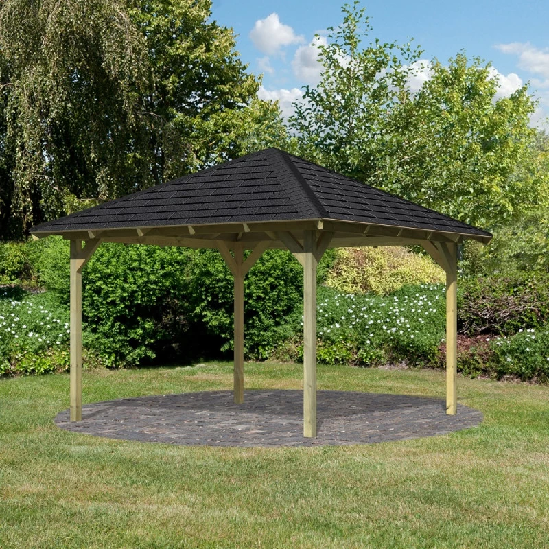 Kiosque De Jardin Carré Granada – 3,77x3,77m – Avec Shingles – Karibu 3 Kiosque De Jardin Carré Granada – 3,77x3,77m – Avec Shingles – Karibu