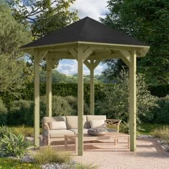 Kiosque Hexagonal En Bois Lissabon - Diam. 2,99m â Avec Shingles â Karibu