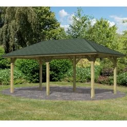 Boutique De Jardin -Boutique De Jardin kiosque rectangulaire en bois autoclave bergen 2 338x592m avec shingles karibu 1