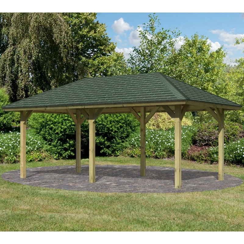 Kiosque Rectangulaire En Bois Autoclave Bergen 2 – 3,38x5,92m – Avec Shingles – Karibu 4 Kiosque Rectangulaire En Bois Autoclave Bergen 2 – 3,38x5,92m – Avec Shingles – Karibu – Image 2