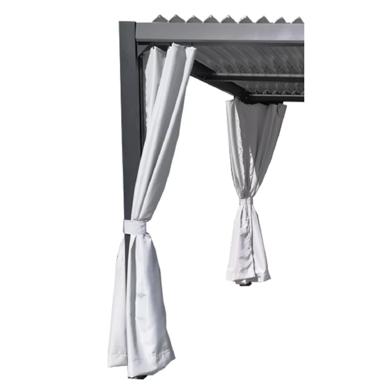 Kit De 2 Rideaux En Polyester Gris Perle Pour Pergolas Melbourne Et Brisbane - Couleurs Du Monde 3 Kit De 2 Rideaux En Polyester Gris Perle Pour Pergolas Melbourne Et Brisbane - Couleurs Du Monde