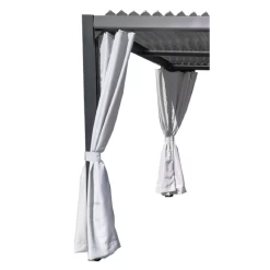 Kit De 4 Rideaux En Polyester Gris Perle Pour Pergola Denver - Couleurs Du Monde