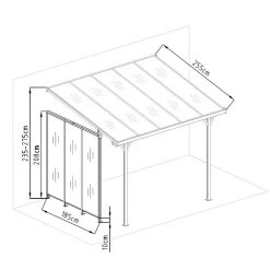 Panneau Latéral En Aluminium Et PC 4mm Pour Toit De Terrasse Anthracite 2,5m X-METAL -Boutique De Jardin panneau lateral en aluminium et pc 4mm pour toit de terrasse anthracite 25m x metal 2