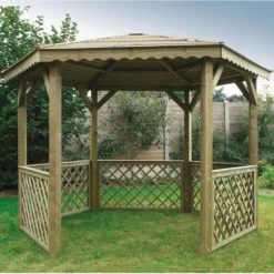 Pavillon De Jardin Hexagonal 6,68m² En Bois Traité Autoclave Avec Balustrades - SOLID -Boutique De Jardin pavillon de jardin hexagonale 668m en bois traite autoclave avec balustrades solid 3