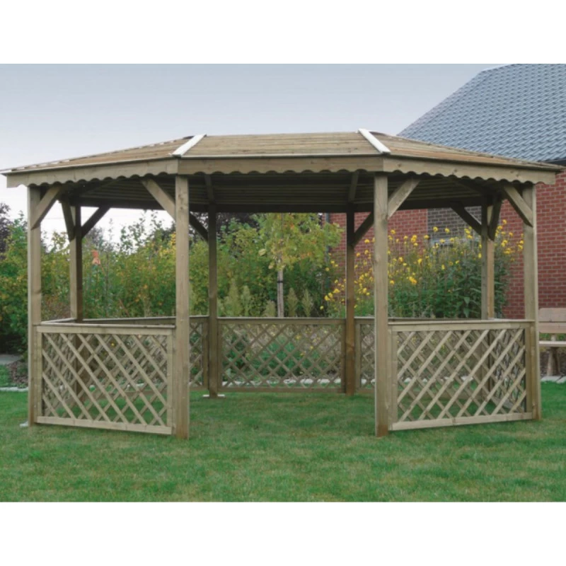 Pavillon De Jardin Octogonal 11,49m² En Bois Traité Autoclave Avec Balustrades - SOLID 3 Pavillon De Jardin Octogonal 11,49m² En Bois Traité Autoclave Avec Balustrades - SOLID