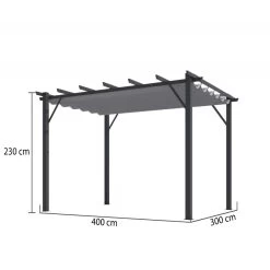 Pergola 100% Aluminium Gris Anthracite 12m² Avec Toile D'ombrage Gris 140gr/m² HABRITA -Boutique De Jardin pergola 100 aluminium gris anthracite 12m avec toile d ombrage gris 140grm habrita 4