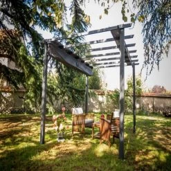 Pergola 100% Aluminium Gris Anthracite 12m² Avec Toile D'ombrage Gris 140gr/m² HABRITA -Boutique De Jardin pergola 100 aluminium gris anthracite 12m avec toile d ombrage gris 140grm habrita 5