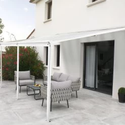 Pergola Adossée 435x300cm En Aluminium Blanc Et Polycarbonate 4mm CIELO - DCB Garden