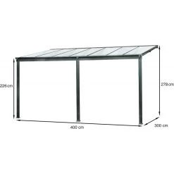 Pergola Adossée 435x300cm En Aluminium Noir Et Polycarbonate 4mm CIELO - DCB Garden -Boutique De Jardin pergola adossee 435x300cm en aluminium noir et polycarbonate 4mm cielo dcb garden 3