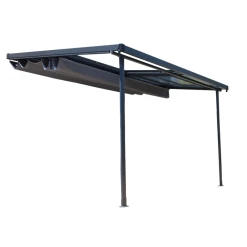 Pergola Adossée En Aluminium Thermolaqué Et Polycarbonate Gris Anthracite 360x300cm - ODESSA - Couleurs Du Monde -Boutique De Jardin pergola adossee en aluminium thermolaque et polycarbonate gris anthracite 360x300cm odessa couleurs du monde 2