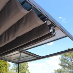 Pergola Adossée En Aluminium Thermolaqué Et Polycarbonate Gris Anthracite 360x300cm - ODESSA - Couleurs Du Monde -Boutique De Jardin pergola adossee en aluminium thermolaque et polycarbonate gris anthracite 360x300cm odessa couleurs du monde 3