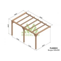 Pergola Adossée En Bois Lamellé-collé 500x300cm Burgos – Maderland -Boutique De Jardin pergola adossee en bois lamelle colle 500x300cm burgos maderland 1