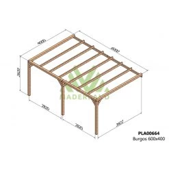 Pergola Adossée En Bois Lamellé-collé 600x400cm Burgos – Maderland -Boutique De Jardin pergola adossee en bois lamelle colle 600x400cm burgos maderland 1