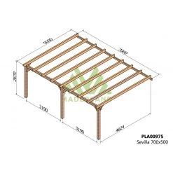 Pergola Adossée En Bois Lamellé-collé 700x500cm Sevilla – Maderland -Boutique De Jardin pergola adossee en bois lamelle colle 700x500cm sevilla maderland 1