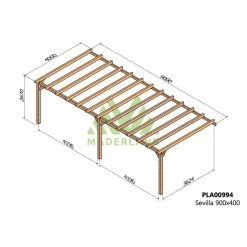 Pergola Adossée En Bois Lamellé-collé 900x400cm Sevilla – Maderland -Boutique De Jardin pergola adossee en bois lamelle colle 900x400cm sevilla maderland 1