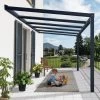 Pergola Adossée Stockholm 350x368cm Aluminium Gris Et Polycarbonate Avec Stores De Toit Rétractables – Palram - Canopia -Boutique De Jardin pergola adossee stockholm 350x368cm aluminium gris et polycarbonate avec stores de toit retractables palram