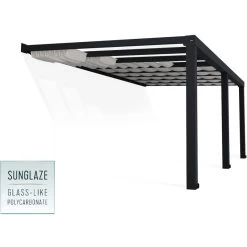 Pergola Adossée Stockholm 350x590cm Aluminium Gris Et Polycarbonate Avec Stores De Toit Rétractables – Palram - Canopia -Boutique De Jardin pergola adossee stockholm 350x590cm aluminium gris et polycarbonate avec stores de toit retractables palram 2