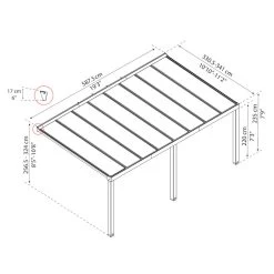 Pergola Adossée Stockholm 350x590cm Aluminium Gris Et Polycarbonate Avec Stores De Toit Rétractables – Palram - Canopia -Boutique De Jardin pergola adossee stockholm 350x590cm aluminium gris et polycarbonate avec stores de toit retractables palram 4
