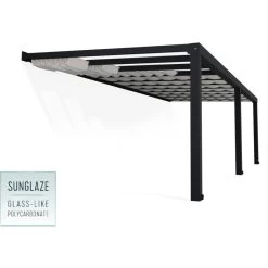 Pergola Adossée Stockholm 350x810cm Aluminium Gris Et Polycarbonate Avec Stores De Toit Rétractables – Palram - Canopia -Boutique De Jardin pergola adossee stockholm 350x810cm aluminium gris et polycarbonate avec stores de toit retractables palram 2