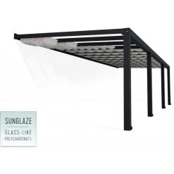 Pergola Adossée Stockholm 350x950cm Aluminium Gris Et Polycarbonate Avec Stores De Toit Rétractables – Palram - Canopia -Boutique De Jardin pergola adossee stockholm 350x950cm aluminium gris et polycarbonate avec stores de toit retractables palram 2