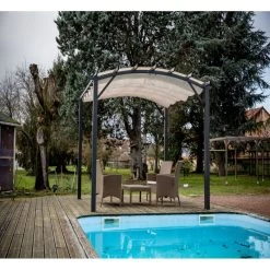 Pergola Arche Aluminium/acier Gris Anthracite 11,22m² Avec Toit En Toile Polyester 140gr/m² écru HABRITA -Boutique De Jardin pergola arche aluminiumacier gris anthracite 1122m avec toit en toile polyester 140grm ecru habrita 5
