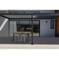 Pergola Bioclimatique Adossée En Alu Anthracite 3,6x6m Ombrea -Boutique De Jardin pergola bioclimatique adossee en alu anthracite 36x6m ombrea 2