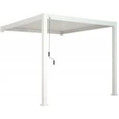 Pergola Bioclimatique Adossée En Alu Blanc 3x3m Ombrea -Boutique De Jardin pergola bioclimatique adossee en alu blanc 3x3m ombrea 2