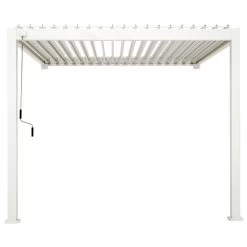 Pergola Bioclimatique Adossée En Alu Blanc 3x3m Ombrea -Boutique De Jardin pergola bioclimatique adossee en alu blanc 3x3m ombrea 4